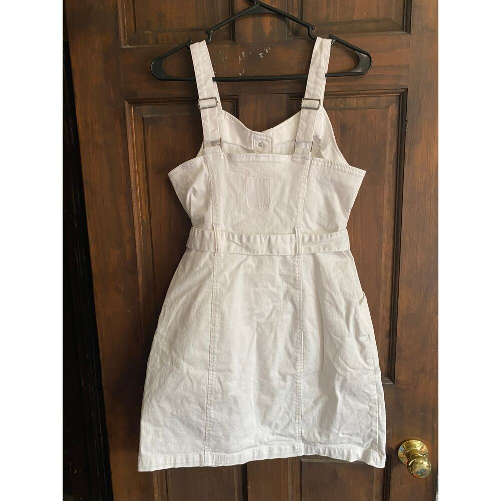 SO White Large Dress Belted Sleeveless Button Front Cotton Spandex Stretch - Picture 7 of 10